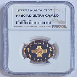 1977 FM MALTA 1 CENT NGC PF 69 RD ULTRA CAMEO ONLY 1 GRADED HIGHER  WORLDWIDE | eBay